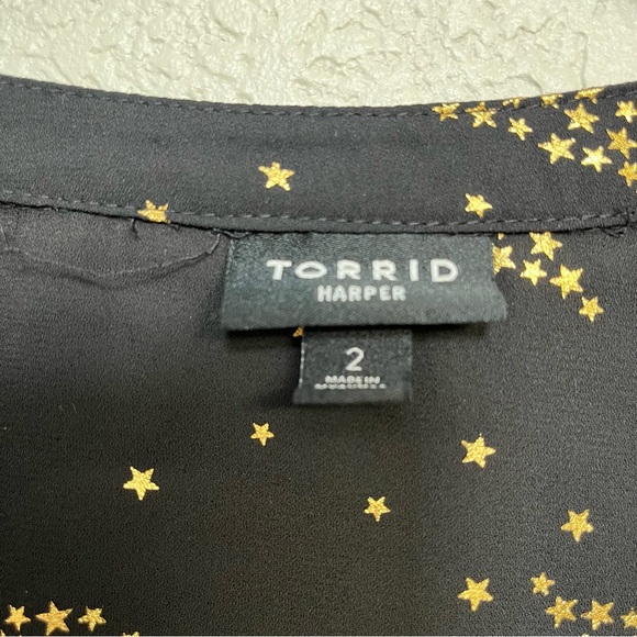Torrid Sheer Black and Gold Star Long Sleeve Blouse - Picture 5 of 6